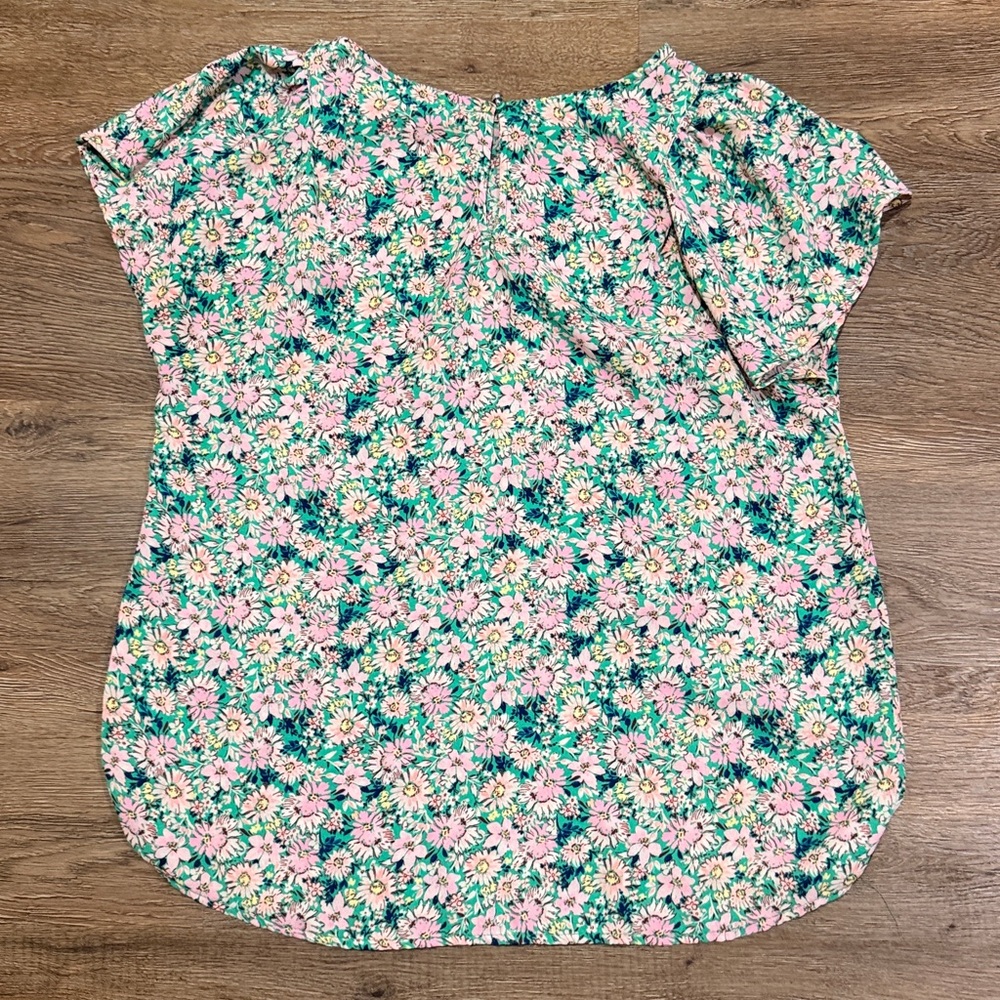 Lily White Pink and Green Floral Blouse - Picture 6 of 7